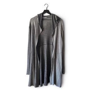 Cut Loose Gray Textured Open Front Hooded Cardigan Jacket M